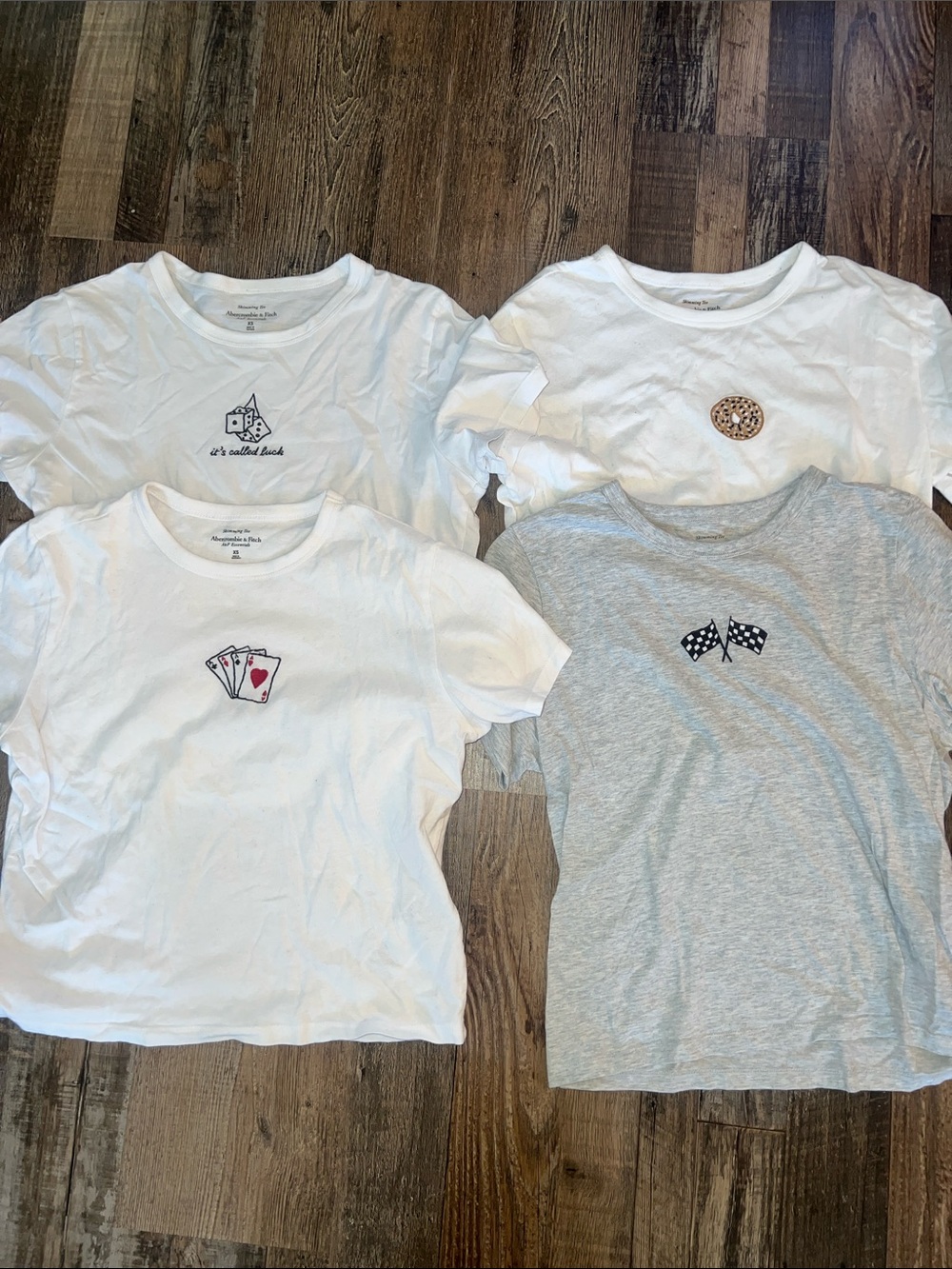 Abercrombie & Fitch Short Sleeve Skimming Tee Bundle White & Light Gray